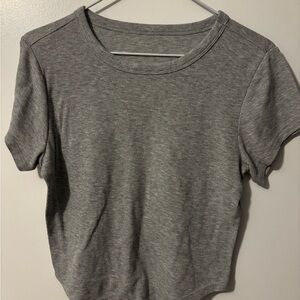 Classic Gray Women's Ribbed Top Cropped Perfect for Layering